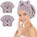 SUNLAND Large Microfiber Hair Drying Caps with Bow Knot 2 Pack Purple by SUNLAND