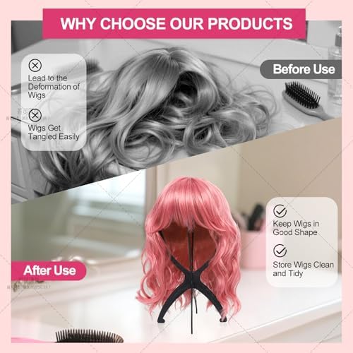Portable Wig Stand Holder for Multiple Wigs, Black 2 Pack - Image 3