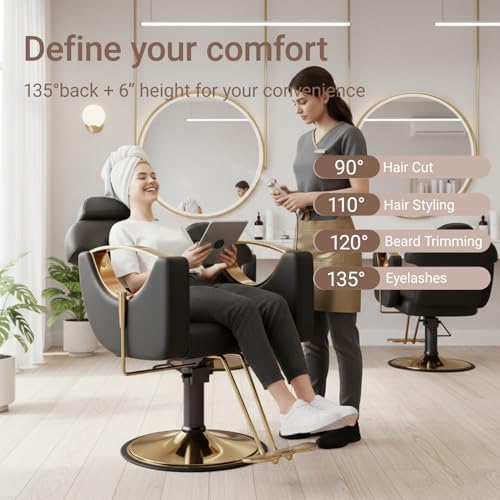 Black Salon Barber Chair for Hair Stylist, Professional Reclining Hydraulic Styling Chair with Heavy-Duty Pump, All Purpose Hairdresser Chair for Barbershop, Braiding, Shampoo, Spa, Salon Equipment - Image 5