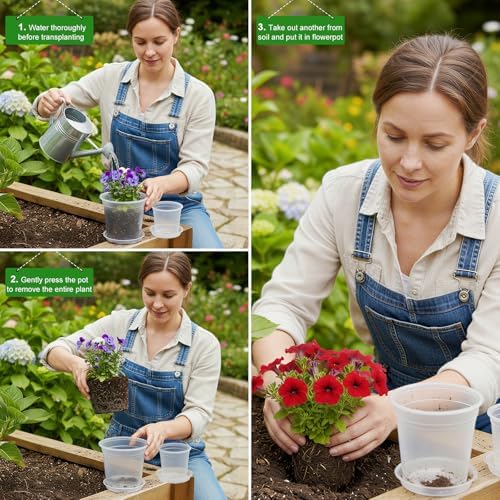 10/7/6/5 Inch Clear Nursery Pots with Drainage & Saucers, 16Pack Large Plant Pots with Labels, Seedling Tool & Hole Puncher, Plastic Nursery Pots for Succulents, Seedings, Herbs, Flowers, Vegetables - Image 2