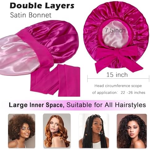 Satin Bonnet with Tie, Silk Hair Bonnets for Women for Sleeping - Image 5