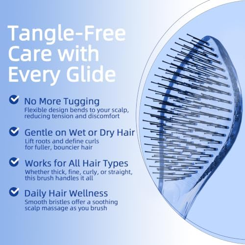 Detangling Hair Brush for Wet & Dry Hair (Blue) - Image 6