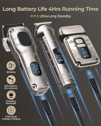 VGRPRO Hair Clippers for Men, Beard Trimmer, Foil Shaver 3-in-1 Clipper Set - Image 5