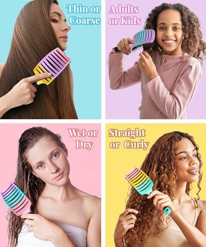 2 Pack Detangling Brushes for Women & Kids, Wet & Dry Hair, All Hair Types - Image 6