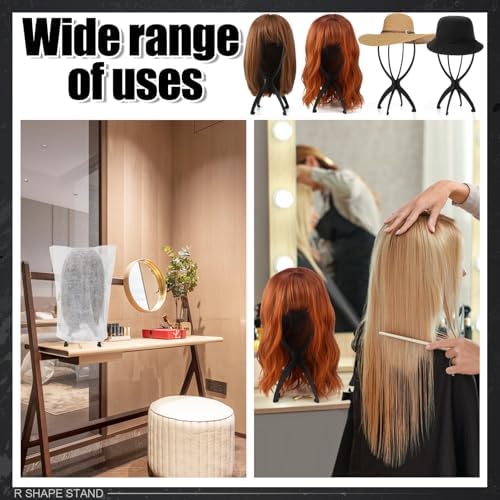 ProSuites 2 Pack Wig Stand with 2 Pcs Wig Dust Bags, Wig Holder Hat Display with Wig Bag for Women Multiple Wigs - Wig Party Kit for Salon Home Travel Use - Image 2