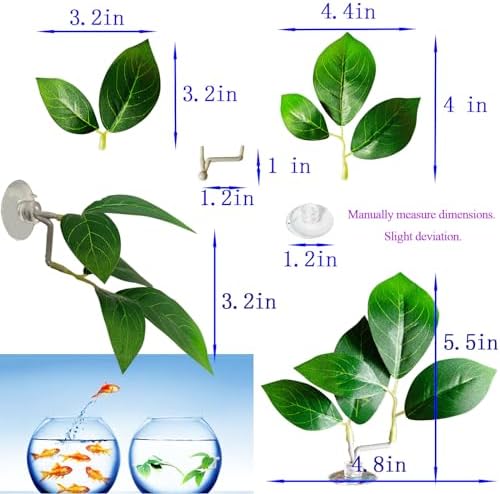 Fish Leaf Pad Fish Tank Accessories Aquarium Décor Simulating 2 pcs Adjustable Plastic Plants Betta Natural Habitat Playing Spawn Breed Rest Bed with Suction Cup Multi Leaf Design (2) - Image 5