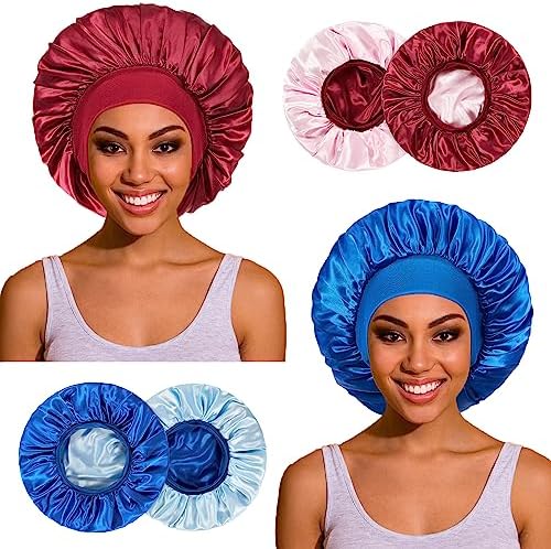 2pcs Satin Silk Hair Bonnet for Sleeping, Sleep Bonnets for Women by PHILIGHTS