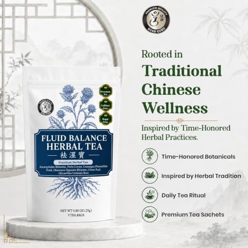 Herb Guru Herbal Tea, Fluid Balance Poria & Hawthorn, 5 Bags (50 Cups) - Image 5