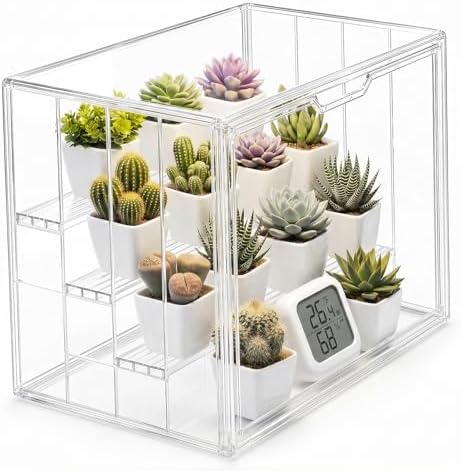 Clear Mini Greenhouse Indoor, Tabletop Portable Greenhouse with Magnetic Door Small Acrylic Plant Green House for Seed Starting, Plant Grow Warmer,and Home Gardening Display by Unknown