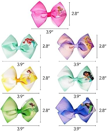 Disney Princess - Girls Hair Accessories Gift Set - Kids Hair Bows - 7 Pcs 4 Inch Bundle - Different Princess on Each Clip - Alligator Clip Ages 3+ - Image 4