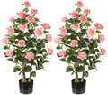Artificial Camellia Tree, 3FT, Pink Flowers, 2 Pack by Gicbzkoz
