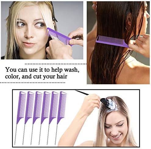 Patelai 30 Pcs Rat Tail Steel Combs Fine Tooth Bulk,Purple - Image 5