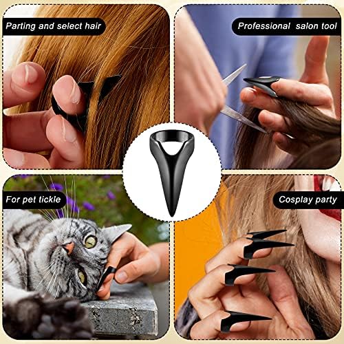 Hicarer 10 Pcs Stitch Braids Tool Metal Finger Rings Hair, Black - Image 4