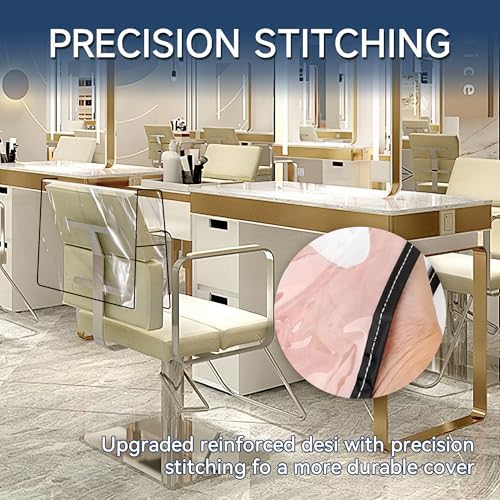 Black Salon Chair Cover, Clear Plastic Square Seat Back Protectors, Reinforced Precision Stitched Covers for Standard Salon Chairs - Image 7