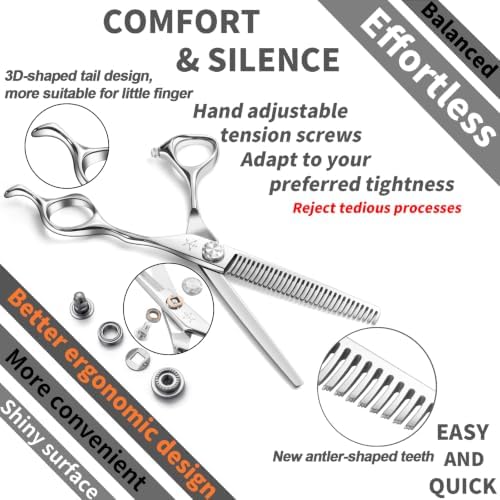 High-end Professional Hair Thinning Scissors Hair Cutting Teeth Shears Barber Hairdressing Texturizing Scissors Extremely Very Sharp 6.5 Inch Stainless Steel Alloy For Men Women Salon & Home - Image 4