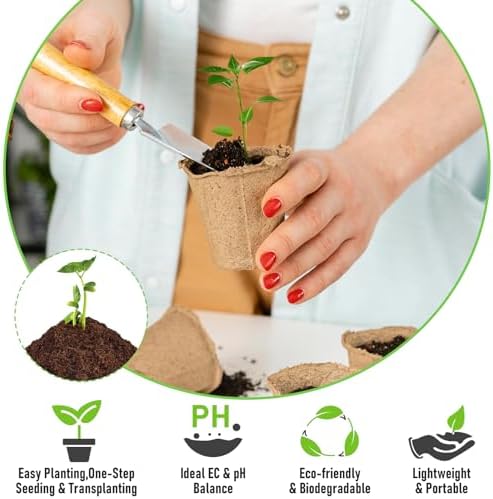 Riare 100 Pcs 30mm Organic Coco Coir Seed Starter Soil, Compressed Coconut Coir Potting Soil Mix for Seed Starting, Coconut Fiber Pellet for Planting Indoor & Outdoor Plants, Vegetables, Garden - Image 4