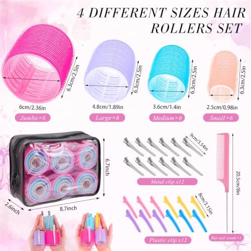 Obeoby 4 Sizes Hair Rollers, Heatless Curlers Set for Women Accessories Styling Tools for Long Short Fine Thick Hair Waves Volume Bangs Gifts (Colorful) - Image 2