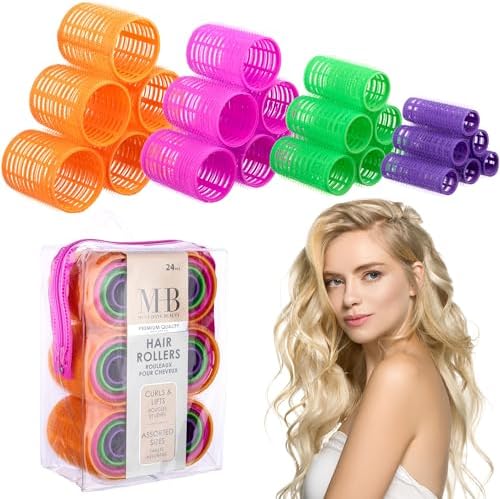 24pc Bright Colored Hair Rollers Set - Assorted Sizes Classic by Expressions
