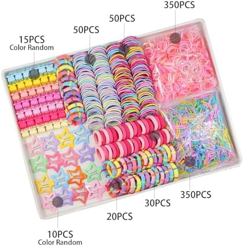 Girls Hair Rubber Bands Colorful Elastic Hair Ties Set Toddler Hair Accessories for Girls with Cute Hair Clips and Box - Image 2