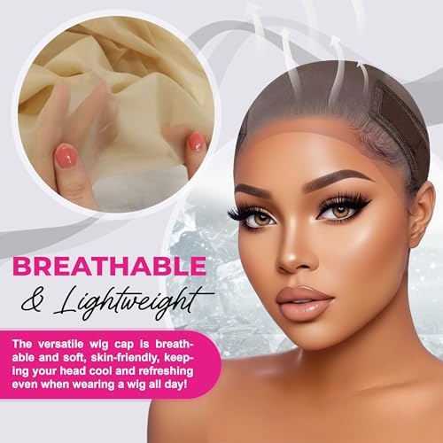 Max Lace Wig Caps For Women Non Slip Lace Front - Breathable Adjustable Wig Grip Cap For Glueless Wigs Securely in Place, Wig Reusable HD Lace Cap with Headband, One Size Fits Most (Brown) - Image 3