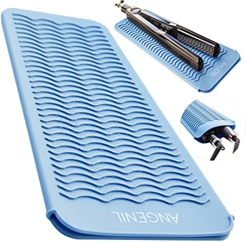 ANGENIL Heat Resistant Silicone Mat Pad Pouch For Travel Curling Iron Wand, Tourmaline Titanium Ceramic Portable Flat Iron, Hair Straightener, Automatic Wireless Curlers, Crimper Hair Iron, Hair Tools by ANGENIL