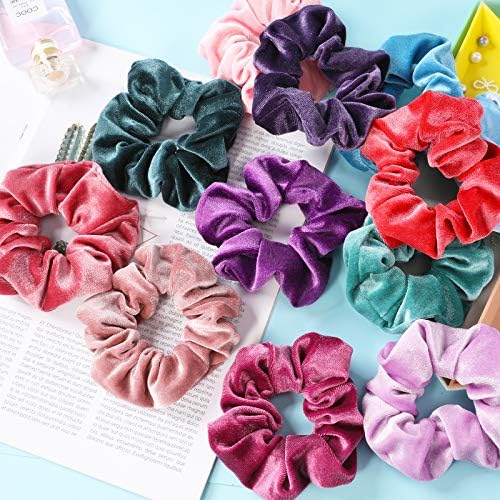 IVARYSS Scrunchies for Girls, 12 Pcs Velvet Scrunchies for Hair, Soft Ponytail Holder, Cute Colors Elastic Hair Bands for Teens and Women - Image 5