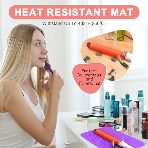 Suafrnut Plus Size Silicone Heat Resistant Mat for Hair Tools(12" x 9") - Image 2