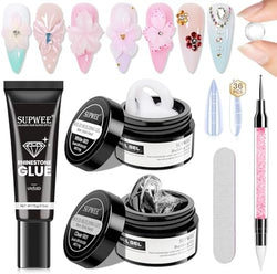 3d Nail Sculpting Gel Set: Clear White Solid Builder Gel for Nails by SUPWEE