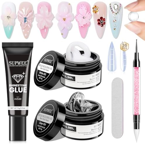 3d Nail Sculpting Gel Set: Clear White Solid Builder Gel for Nails by SUPWEE