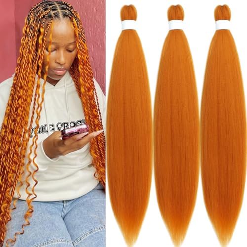 Ginger Orange Braiding Hair Pre Stretched Knotless Crochet Braids by UPerfeBeautyFashion
