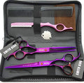 7.0 Inches Professional Hair Cutting thinning Scissors Set with Razor (Violet) by Smithking