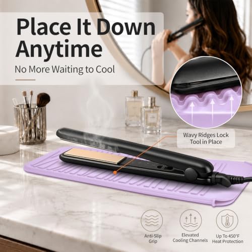 Silicone Heat Resistant Travel Mat for Hair Iron (1 Pack, Pink Mauve, 11 x 5.3 inches) - Image 3