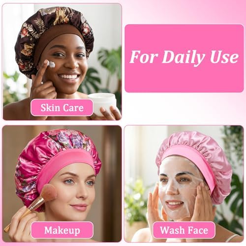 WLLHYF 18 Pcs Satin Bonnets for Sleeping, Large Silk Bonnet, Multicolored D - Image 5