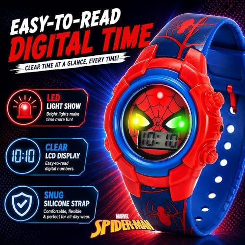 Marvel Spider-Man Kids Watches – Digital Display, Interactive Features, Adjustable Strap, Vibrant Spider-Man Graphics, Durable for Active Kids - Image 2