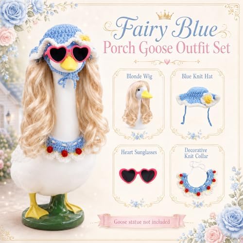 Fairy Blue Porch Goose Outfit, Wigs & Accessories Set, 4-Pieces Kit - Image 2