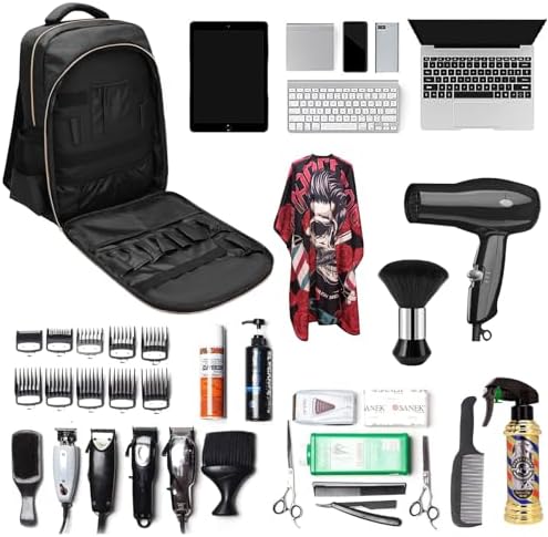 Barber Supplies Clippers Backpack for Hairdresser, with Barber Cape & Barber Brush, Large Travel Bag Zipper, Water Proof Barber Accessories of Professional Hair Cutting Tools Backpack - Image 6