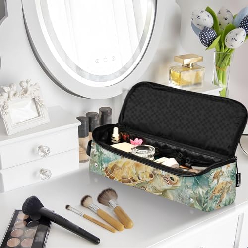 Hair Tools Travel Bag with Heat Resistant Mat Detachable 2-in-1 Curling Iron Travel Case Hot Tools Organizer for Straightener Flat Iron Sea Turtle Starfish Plants - Image 7