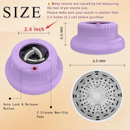 LIGOLIG Hair Difuser Attachment Universal Diffuser Hair Dryer for 1.4-inch to 2.4-inch Blow Dryer, Hair Diffuser for Curly Hair and Natural Wavy Hair (Purple) - Image 3