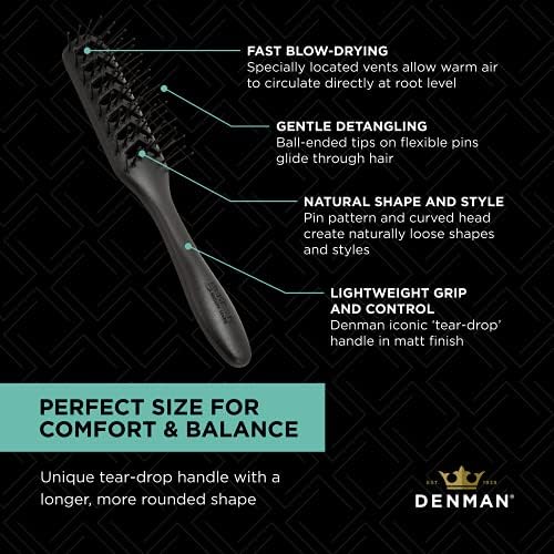 Jack Dean by Denman D200 Flexible Vent Brush for Blow Drying - Styling Hair Brush for Wet Dry Curly Thick Straight Hair - For Women and Men (Black) - Image 5