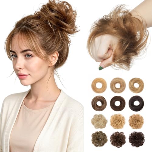 Messy Bun Hair Pieces Human Hair, Straight #06 Bleach Blonde by SLEEKALON
