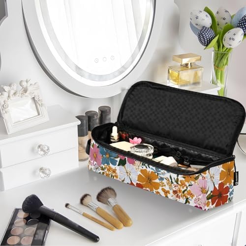 Hair Tools Travel Bag with Heat Resistant Mat 2-in-1 Hot Tools Travel Bag Organizer Flat Curling Iron Travel Case for Straightener Colorful Flowers - Image 7