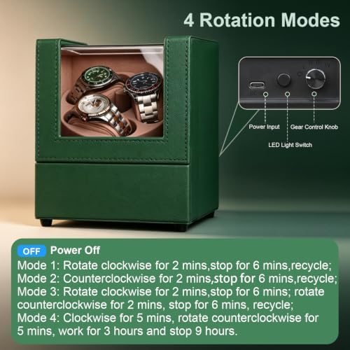 Anyasun 3 Watch Winder for Automatic Watch,Japanese Quiet Motor - Image 4