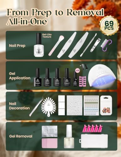Beetles Gel Nail Polish Kit with U V Light 69PCS 35 Colors Gel Fall Nails - Image 2
