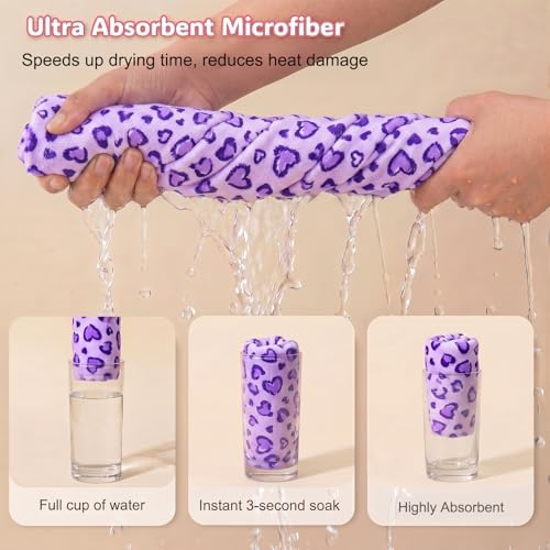 Basumee Microfiber Hair Towel Wrap for Kids Girls, Ultra Absorbent, 2 Pack - Image 2