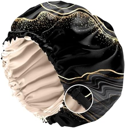 Satin Hair Bonnet Silk Bonnet for Sleeping Double Layer Elastic Adjustable Reusable Cute Aesthetic for Women Girls by BHAHB