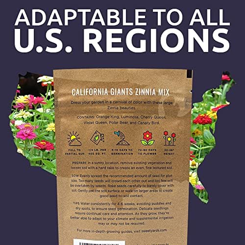 Bulk Zinnia Seeds - California Giants Mix - Bulk 1/4 Pound Bag Over 12,000 Flower Seeds - Mixed Colors and Large Blooms (Pack of 3) - Image 7