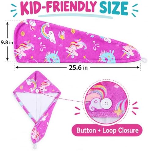 Microfiber Hair Towel Wrap for Kids Girls, Ultra Absorbent, 3 Pack - Image 4