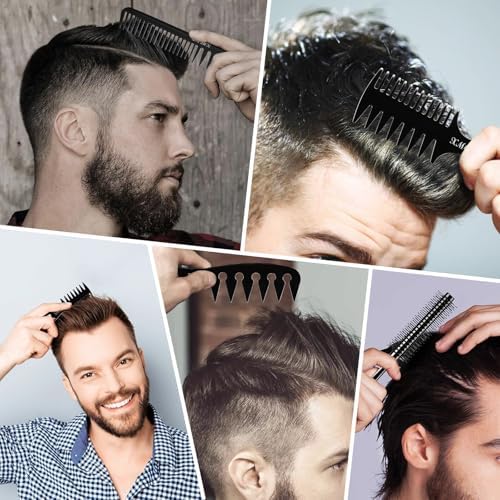 8pcs Hair Comb for Men Curly Hair Brush, Quiff Roller Brush for Adding Volume, Vent Brush Texture Comb Men Styling Comb Wide Tooth Design for Unique Styles at Salon or Home - Image 4