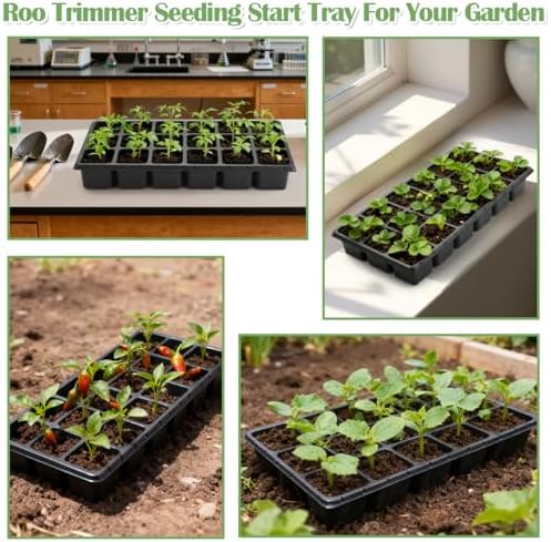RooTrimmer 10 Pack 18 Cell Seed Starter Trays - 2.9 "Deep 3 Inch Big Cell Plastic Nursery Trays, 20" x 10", for 1020 Flat Trays Seed Germination, Planting Seedlings & Propagation - Image 6
