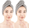 American Soft Linen 100% Cotton Hair Towels for Women, Head Towel Cap, Cotton Hair Turban Towel Wrap for Long Curly Anti Frizz Hair, Soft and Absorbent Cotton Hair Towels 2 Pack, Light Gray by AmericanSoftLinen